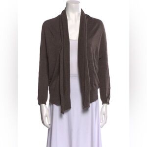 Vince Open Front Cashmere Blend Brown Cardigan Sweater